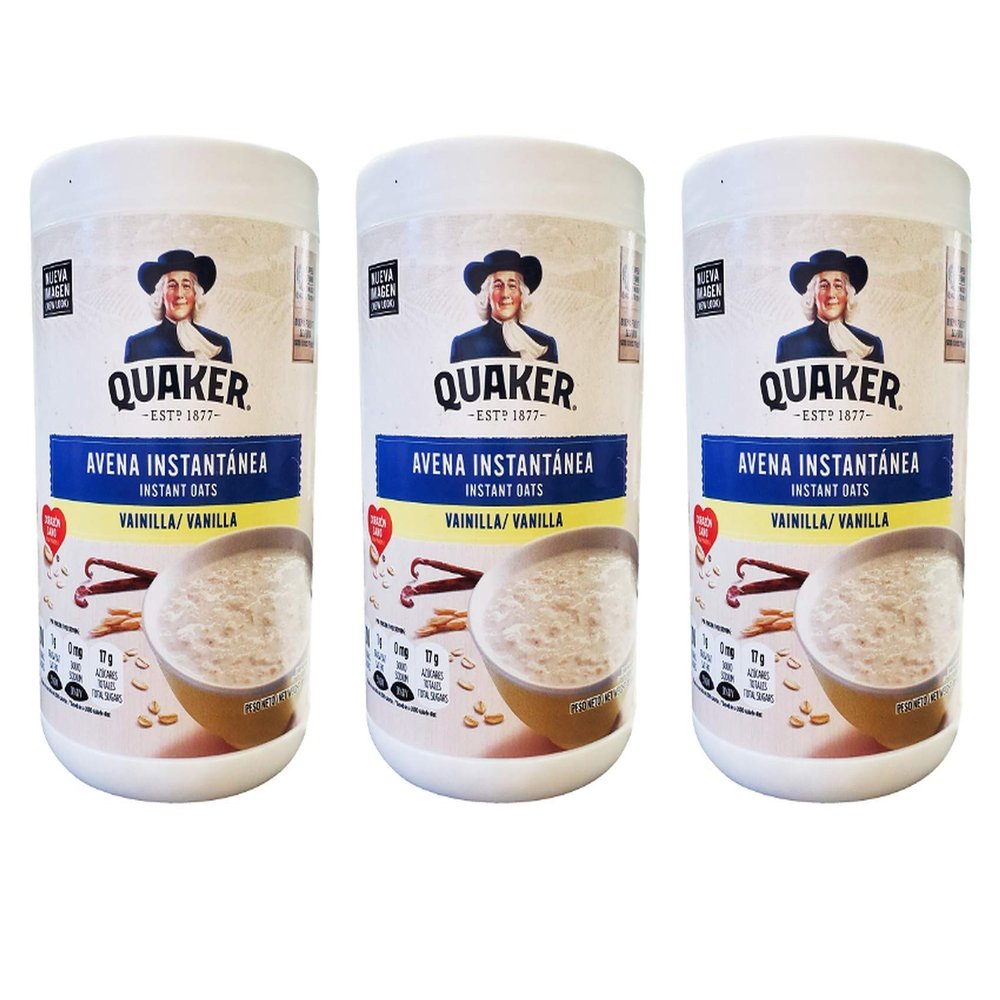 Quaker Instant Oatmeal, Instant Oats, Vanilla Flavor, 3 Pack, 34.8 Ounce Total, 100% Whole Grains, Source of Fiber and Protein