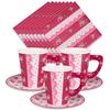 Royal Bluebonnet Paper Tea Cups and Saucer Sets - 24 sets of Disposable Tea Party Decorations for Valentine's Day, Pink Floral Cups for Mother's Day Brunch, Rose Disposable Teacups for Girls Parties view 1