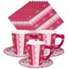 Royal Bluebonnet Paper Tea Cups and Saucer Sets - 24 sets of Disposable Tea Party Decorations for Valentine's Day, Pink Floral Cups for Mother's Day Brunch, Rose Disposable Teacups for Girls Parties view 3