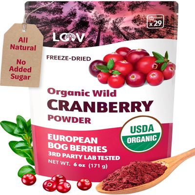 Organic Freeze-Dried Cranberry Powder  Pure, 100% Natural Wild Whole Fruit, Certified Organic from Nordic Forests  Non-GMO, No Added Sugar  6oz (35 Servings)
