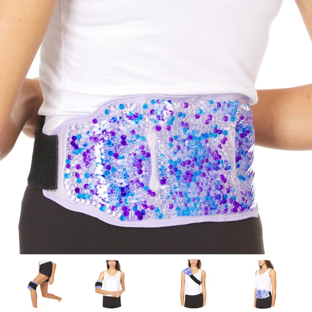 Premium Hot Cold Gel Bead Ice Pack by FOMI Care | Cool Compress for Lower Back, Shoulder, Knee, Bicep, Stomach | Coccyx, Sciatica, Tailbone Pain Relief | Flexible, Reusable Heating Pad | (Purple)