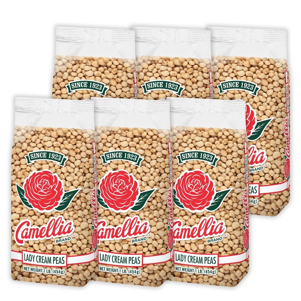 Camellia Brand Dried Lady Cream Peas  Premium Creamy Southern Peas for Traditional Southern Dishes, Succotash, Soups, Stews, Salads, and Vegetarian Meals  Non-GMO, Gluten-Free, High Protein 1 Pound (Pack of 6)