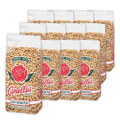 Camellia Brand Dried Lady Cream Peas Premium Creamy Southern Peas for Traditional Southern Dishes, Succotash, Soups, Stews, Salads, and Vegetarian Meals Non-GMO, Gluten-Free, High Protein 1 Pound (Pack of 12)