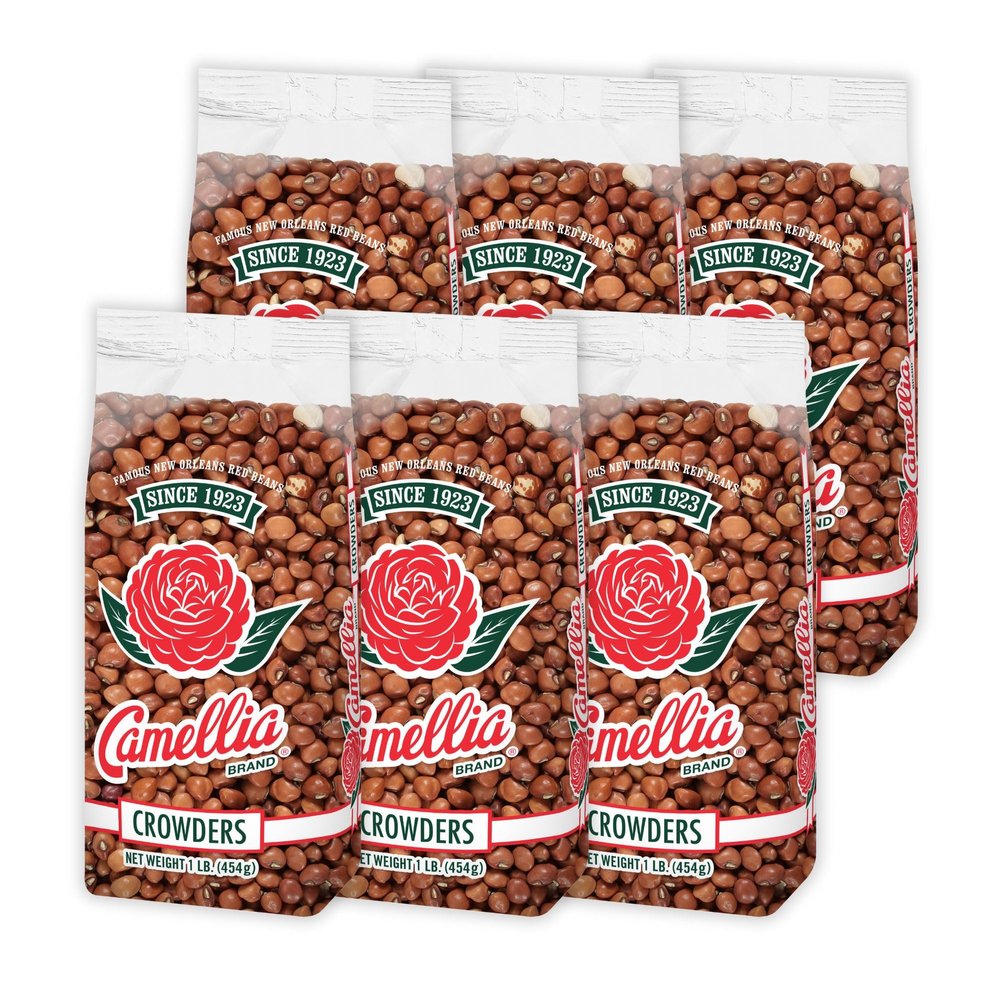Camellia Brand Dried Crowder Peas Premium Southern Field Peas with Rich, Earthy Flavor for Soul Food, Hoppin John, Stews, Salads, and Healthy Vegetarian Meals Non-GMO, Gluten-Free 1 Pound (Pack of 6)