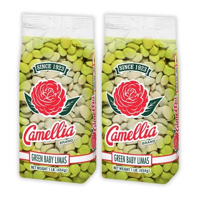 Camellia Brand Dried Green Baby Lima Beans  Premium Tender Southern Lima Beans for Succotash, Soups, Stews, Casseroles, and Salads  Non-GMO, Gluten-Free, High Protein & Fiber, Vegetarian Friendly, 1 Pound (Pack of 2)