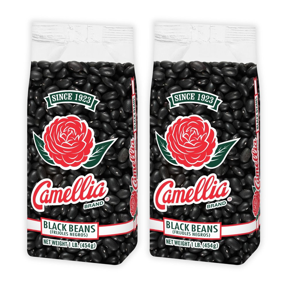 Camellia Brand Dried Black Beans, Frejoles Negros  Premium Non-GMO Black Turtle Beans for Soups, Chili, Tacos, Burritos, Rice & Peas, Latin & Southwestern Cooking  Gluten-Free, High Protein, Vegan & Vegetarian Friendly, 1 Pound (Pack of 2)