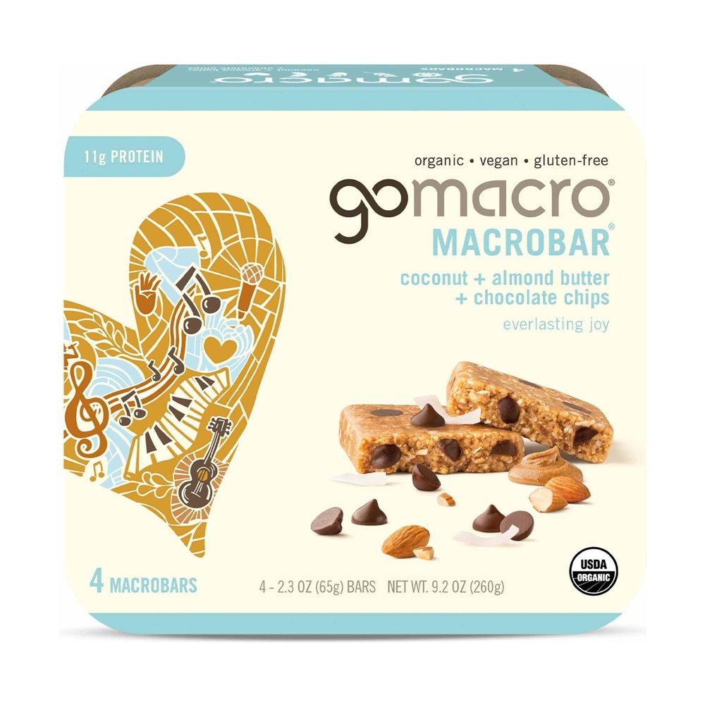 GOMACRO Organic Coconut Almond Butter Chocolate Chip Bars 4 Count, 2.3 OZ