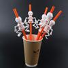 10pcs Halloween Straws Plastic Skull Skeleton Drinking Straws Juice Soda Cocktails Shakes Disposable Straws For Birthday Halloween Party Supplies (Black and Orange) view 2