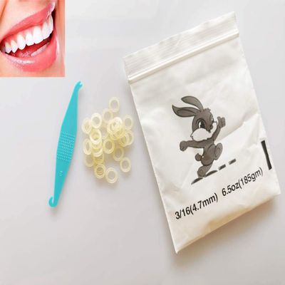 3/16 Amber Orthodontic Elastic Rubber Bands, 100 Pcs, Natural 6.5 OZ Heavy Dental Rubber Bands Dreadlocks Hair Braids Fix Tooth Gap, Free Elastic Placer
