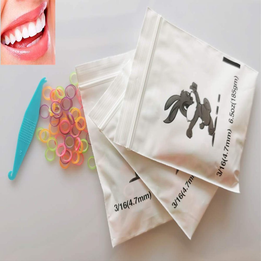 300 Pcs Neon 3/16 Orthodontic Elastic Rubber Bands 6.5 OZ Heavy Dental Braces Bands Dreadlocks Hair Braids Fix Tooth Gap, Free Elastic Placer