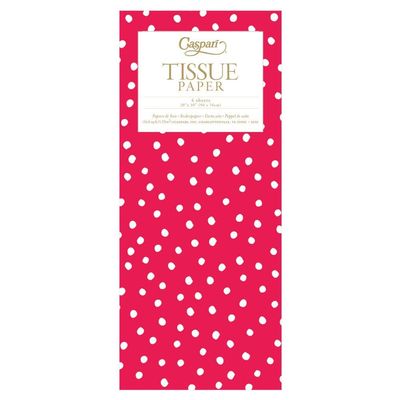 Caspari Painted Dots Tissue Paper in Red & Green Foil - 16 Sheets Included