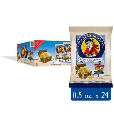 Pirate's Booty Cheese Puffs, Healthy Kids Snacks, Aged White Cheddar, 0.5z (Pack of 24), Set of 3
