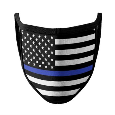 Police Theme Face Mask | Policeman Flag Facemask | Thin Blue Line Face Mask | Police Flag Themed Flag Face Mask | Comfortable, Washable