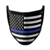 Police Theme Face Mask | Policeman Flag Facemask | Thin Blue Line Face Mask | Police Flag Themed Flag Face Mask | Comfortable, Washable view 1
