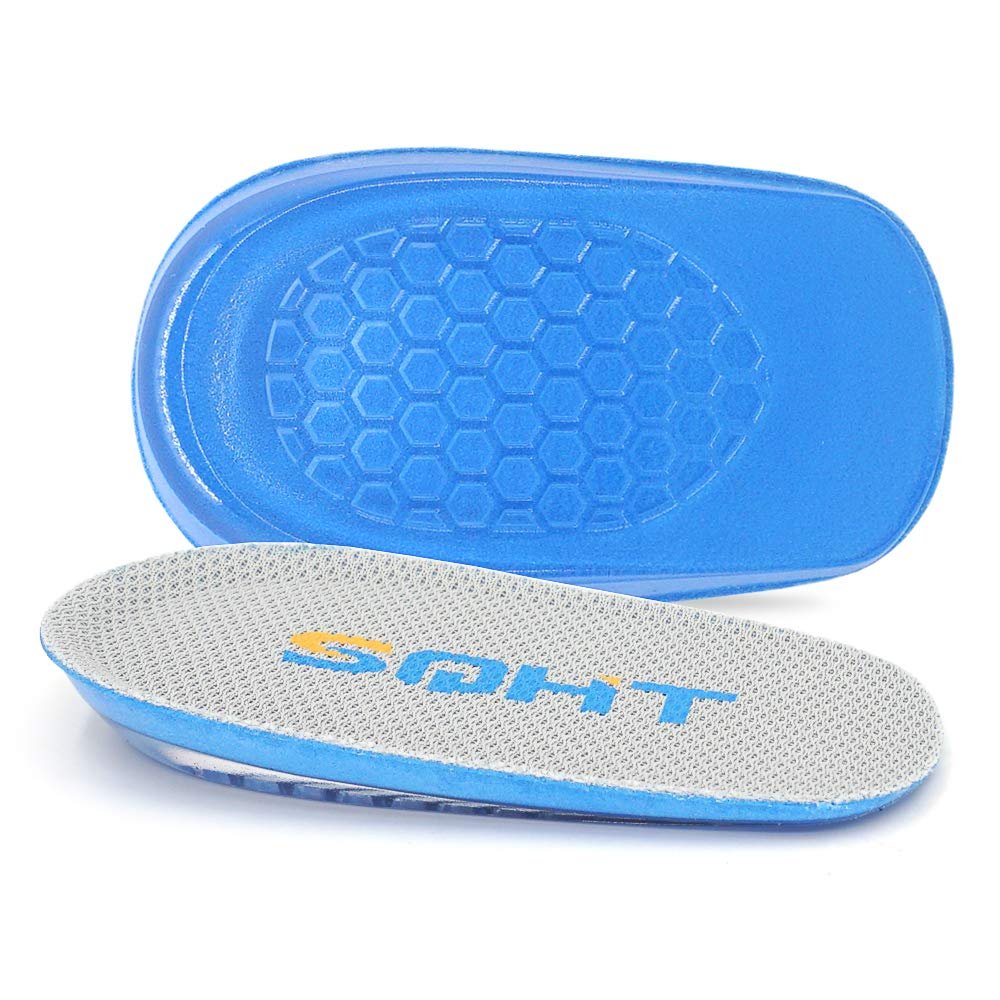 SQHT Heel Lift for Achilles Tendonitis, Heel Pain and Leg Length Discrepancy, Shoe Inserts for Men and Women (Blue&Beige, Small (0.6" Height))