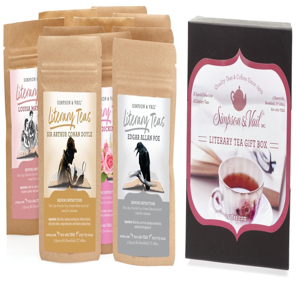 Simpson & Vail, Literary Authors Gift Assortment Sampler Variety Box, Loose Leaf Tea - 1 Box / 10 Packages
