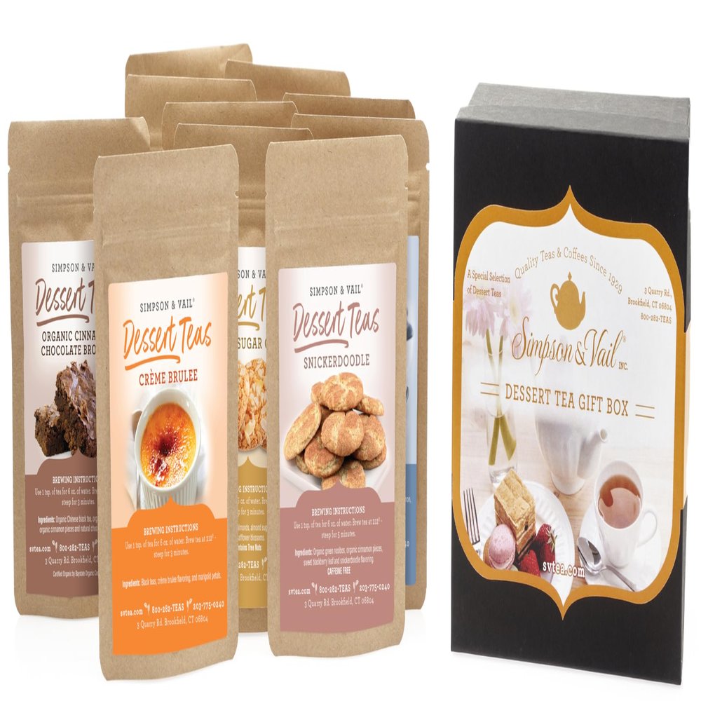 Simpson & Vail, Dessert Gift Sampler Assortment Variety Box, Loose Leaf Tea - 1 Box / 10 Packages