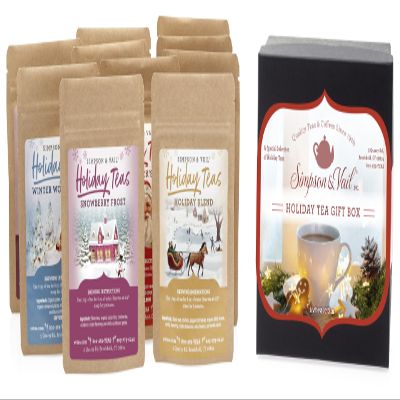 Simpson & Vail, Holiday Gift Sampler Assortment Variety Box, Loose Leaf Tea - 1 Box / 10 Packages