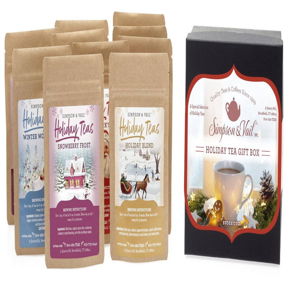 Simpson & Vail, Holiday Gift Sampler Assortment Variety Box, Loose Leaf Tea - 1 Box / 10 Packages