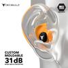 Decibullz - 25 Pairs Custom Moldable Earplugs Bulk Pack, 31dB Highest NRR, Comfortable Ear Protection for Safety, Work, Shooting, Individually Wrapped, Orange view 2