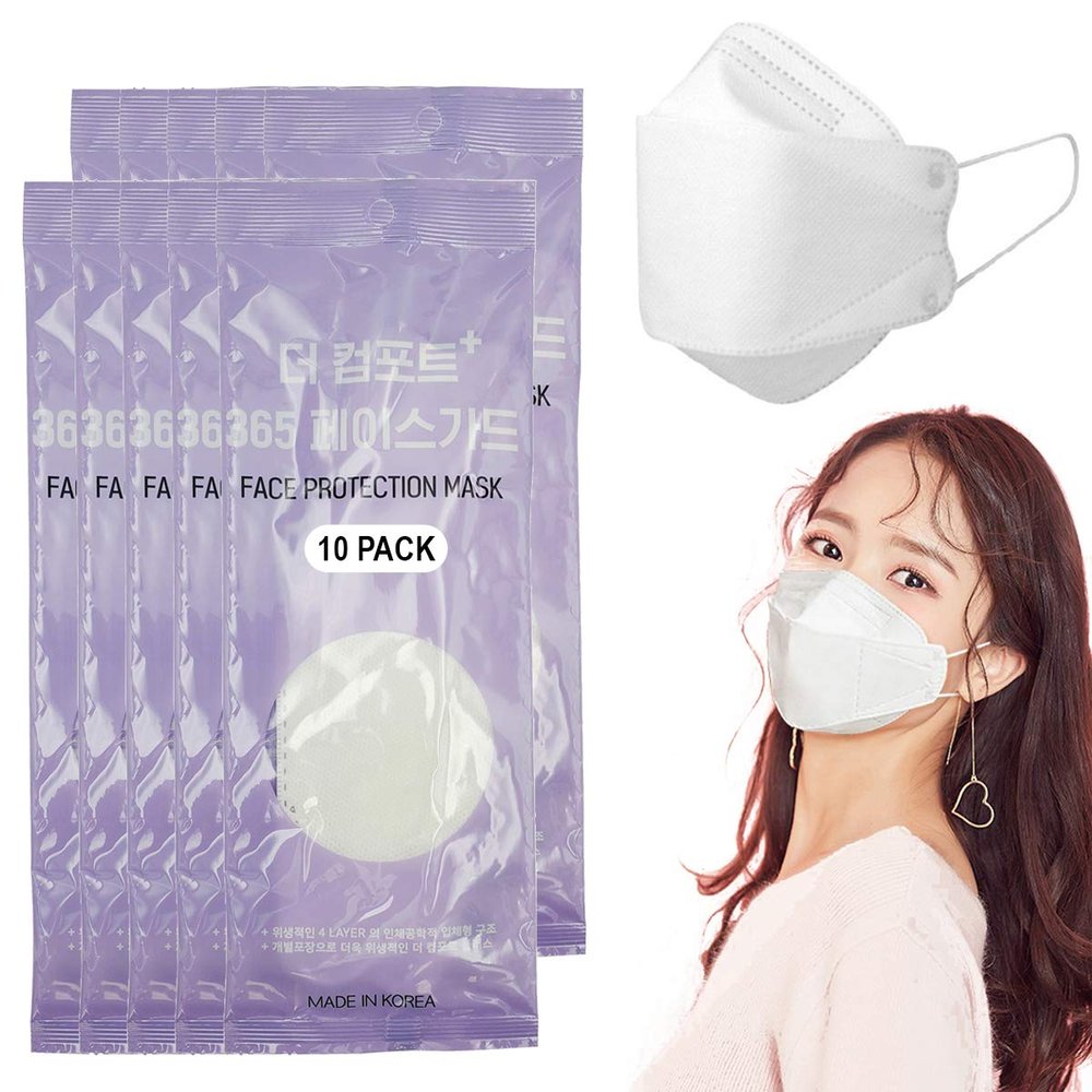 [10 Pack] [Face Guard] 4-Layers Face Safety Mask with Ear Loop for Adult [Individually Packaged] Protection From Fine Dust [Made in Korea]