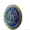 9 Year AA Medallion Reflex Antique and Blue Color Sobriety Chip IX view 1