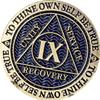 9 Year AA Medallion Reflex Antique and Blue Color Sobriety Chip IX view 2