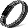 MagnetRX Hematite & Leather Magnetic Bracelet  Max Strength Natural Stones  Beaded Magnetic Hematite Bracelets (Small) view 1