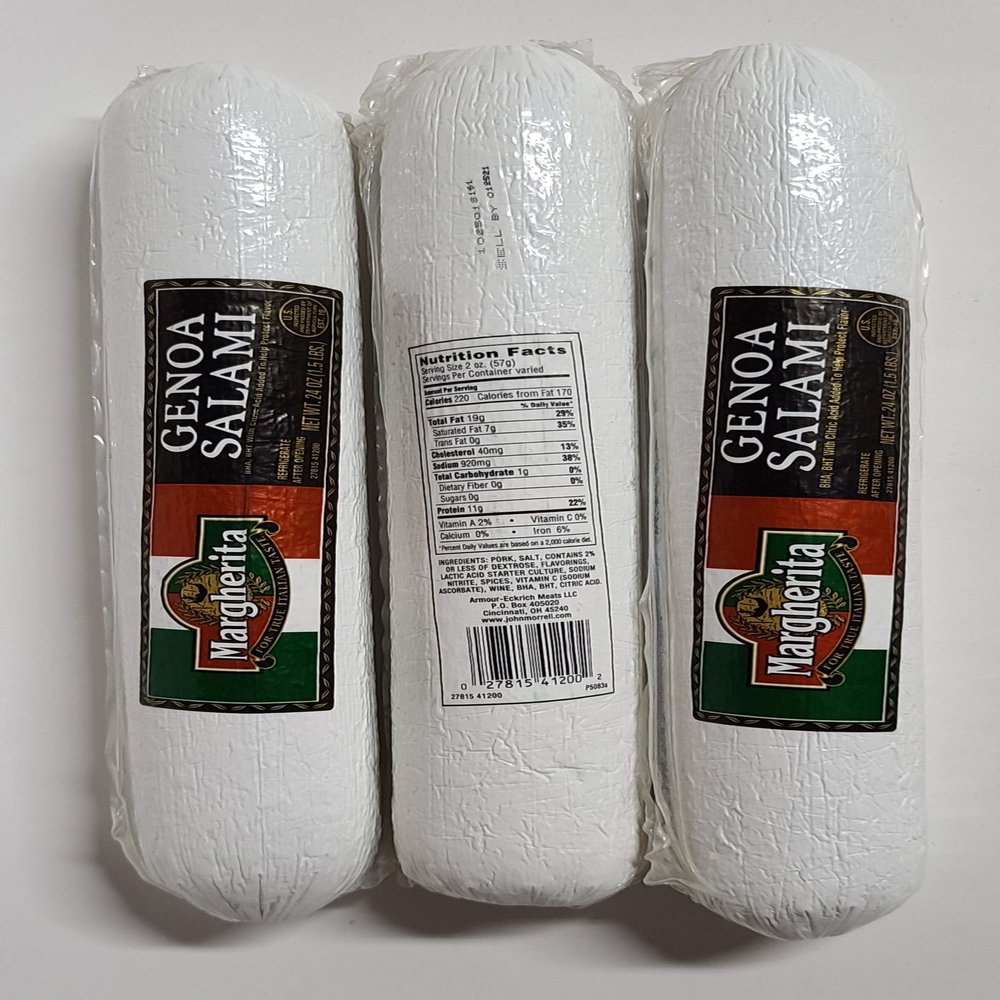 Margherita Premium Genoa Salami Chubs, Large 1 1/2 LB Chubs (3 Pack)