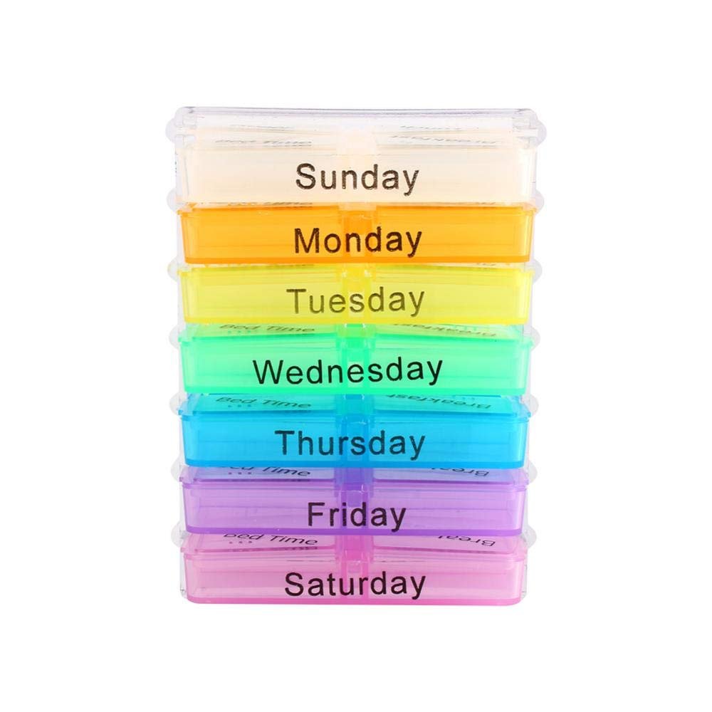 7 Days Weekly Organizer Daily Storage Box Tablet Container Sorter Case Organizer for Holding VitaminsFish Oils
