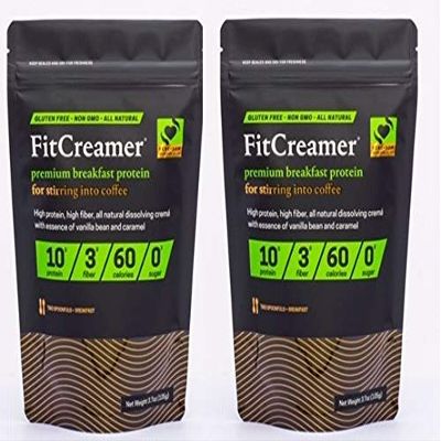 FitCreamer 2Pack - Premium Coffee Creamer Protein for Stirring into Coffee and Juice. high Protein high Fiber All Natural Dissolving Crema with Essence of Vanilla Bean and Caramel
