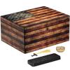 Humidor Supreme Old Glory Humidor with Weathered American Flag Design | Desktop Cigar Storage with Spanish Cedar Tray & Dividers | Cigar Box with Humidifier & Glass Hygrometer - Holds Up To 100 Cigars view 1