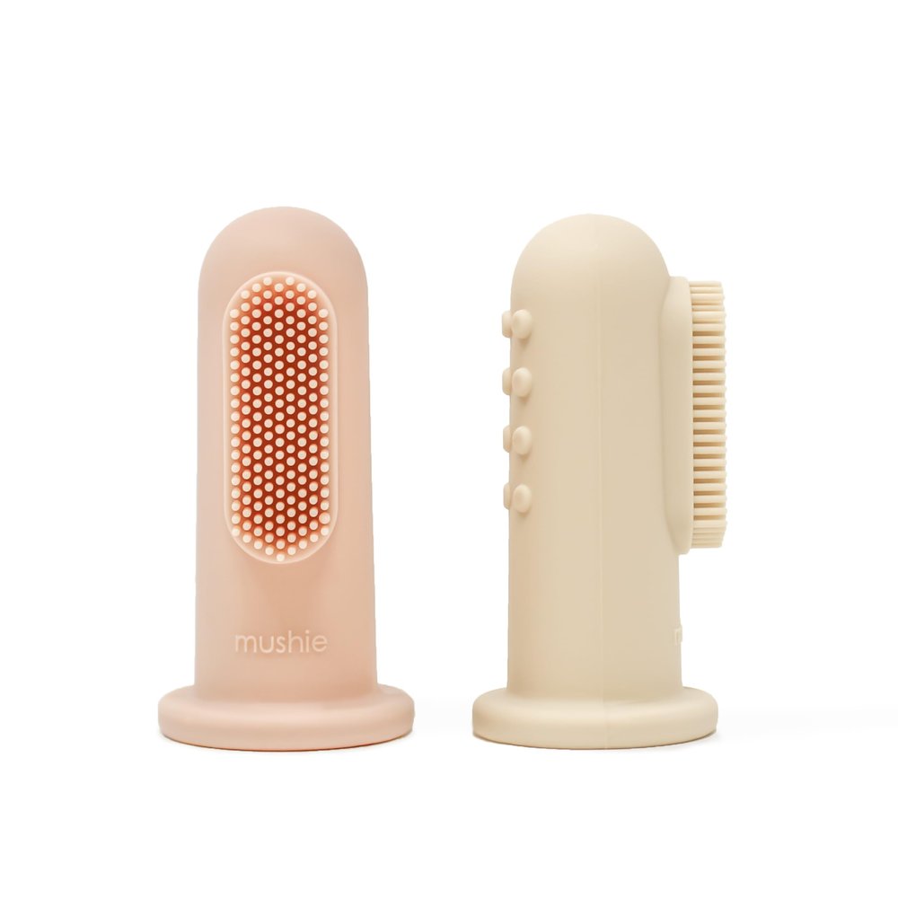 mushie Baby Finger Toothbrush (Blush/Shifting Sand) 2-Pack