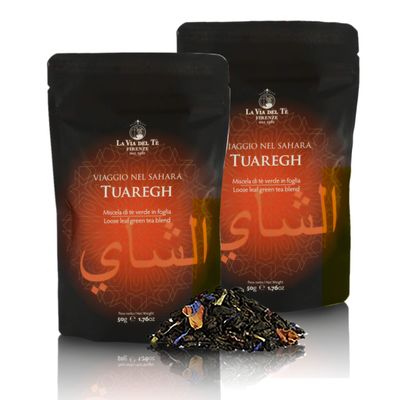 La Via del Te Tuaregh, Mint Tea, Chinese Loose-Leaf Green Tea in Pouch, 50g / 1.76oz (Pack of 2 Pieces)