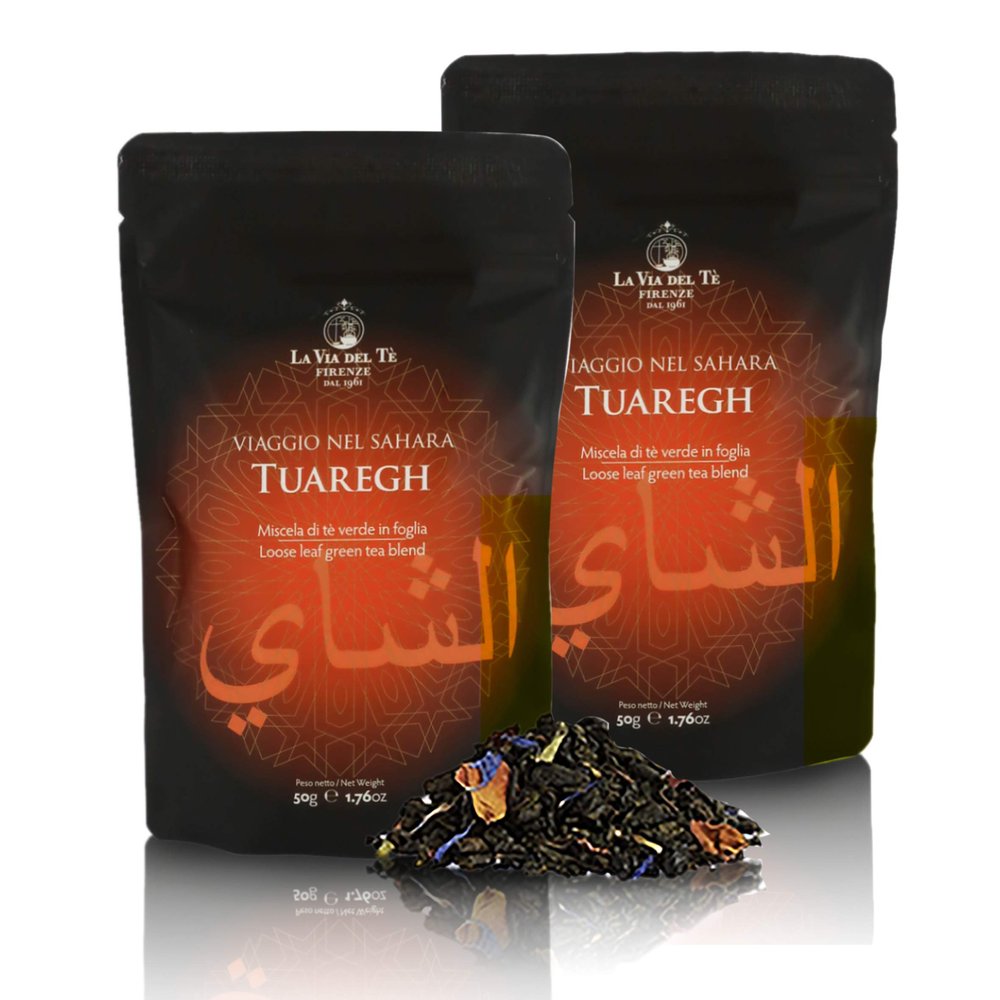 La Via del Te Tuaregh, Mint Tea, Chinese Loose-Leaf Green Tea in Pouch, 50g / 1.76oz (Pack of 2 Pieces)