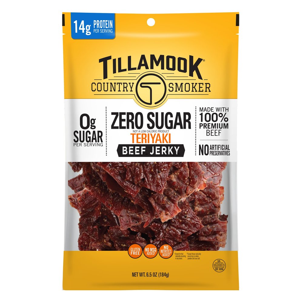 Tillamook Country Smoker Keto Friendly Zero Sugar Beef Jerky, Teriyaki, 6.5 Ounce