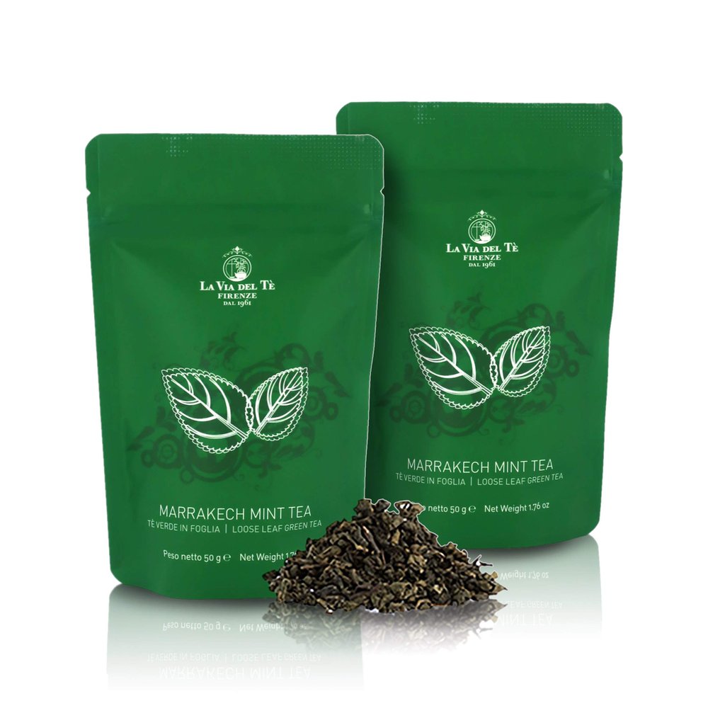 Marrakech Mint Tea, Mint Tea, Loose-Leaf Green Tea in Pouch, 50g / 1.76oz (Pack of 2 Pieces)