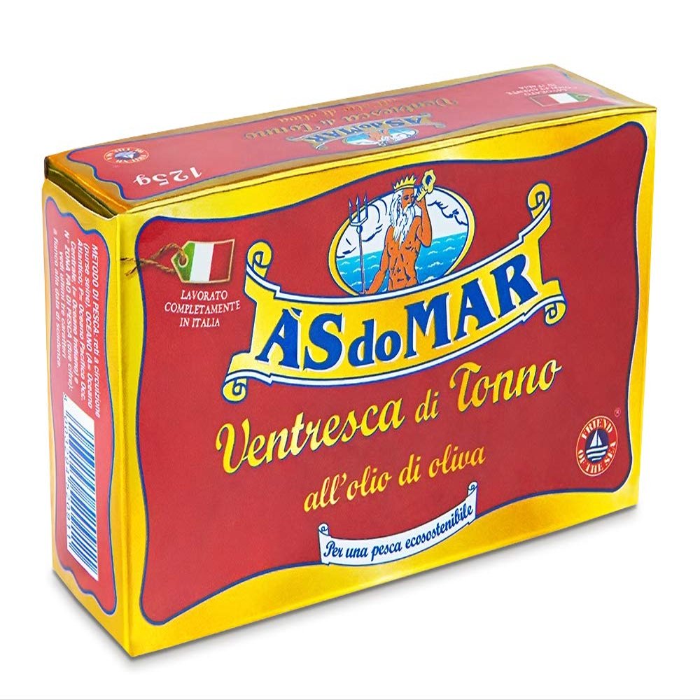 As do Mar Yellowfin Tuna Ventresca in Pure Olive Oil | 10 Pack | Imported from Italy | Wild Caught and Hand Selected | The Toro of Tuna | 100% Natural Ventresca Tuna | AsDoMar | 125 Gr. Can (4.4 oz.)