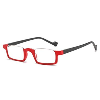 Rectangular Half Frame Reading Glasses,HD, Eyeglasses, Anti Glare, Women Stylish, Spring Hinge (Color : Red, Size : 2.5)