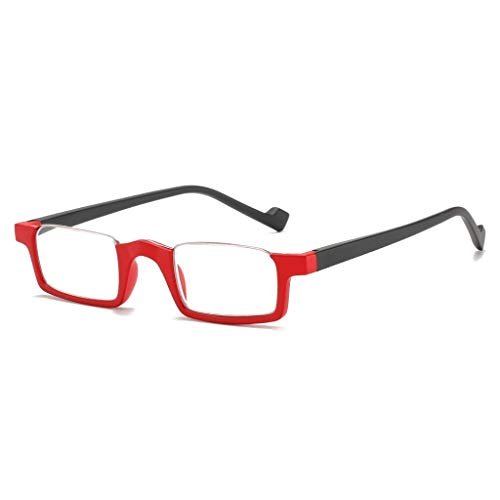 Rectangular Half Frame Reading Glasses,HD, Eyeglasses, Anti Glare, Women Stylish, Spring Hinge (Color : Red, Size : 2.5)