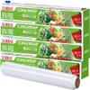 KAMMAK Plastic Wrap with Slide Cutter - 4 Pack 12 inch Clear Cling Film, 300 Square FT Roll - BPA Free, Microwave Safe, Quick Cut Kitchen Wrap view 1