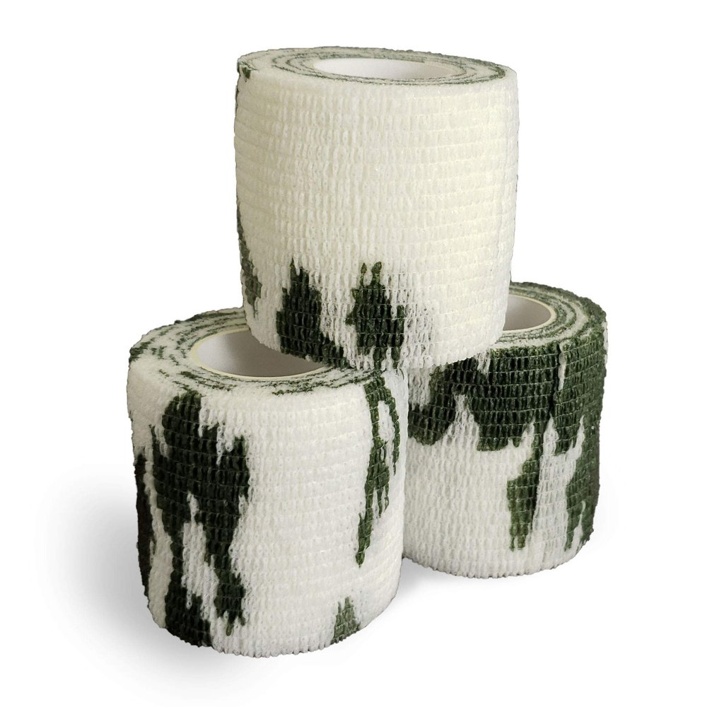 3 Pack - Camouflage Self Adhesive Cling Tape - Multiple Colors Available (White Camo #1)