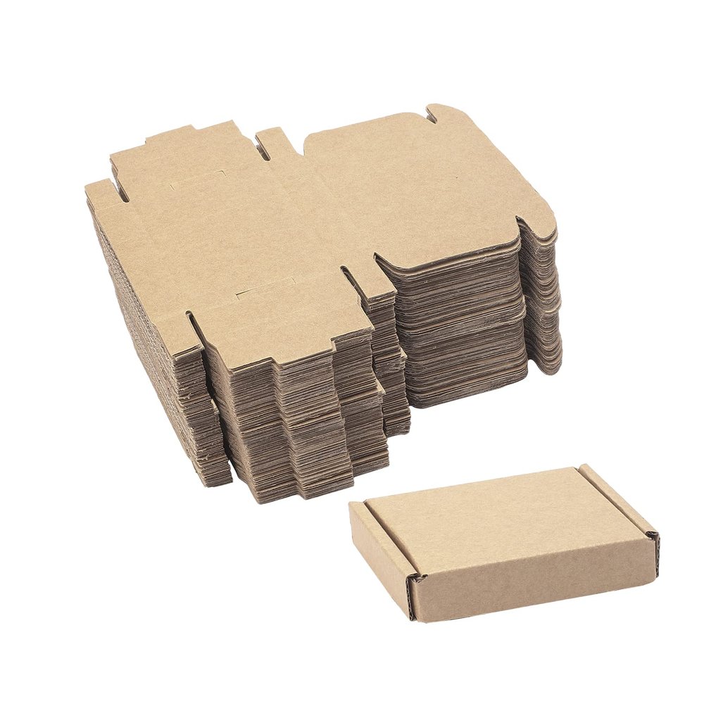 Ellbest 50Pack Kraft Paper Boxes, Corrugated Mailing Cardboard Packing Box for Jewelry Wraping Shipping, Storaging Small Item, Brown, 3.5 x 2.6 x 0.7 inches, Small Shipping Boxes