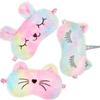 3 Pieces Sleep Mask for Kids, Girls Plush Sleeping Eye Cover Soft Eye Blindfold Cover Animal Shade for Kids(Rainbow Color,Bunny, Cat and Unicorn Style) view 1