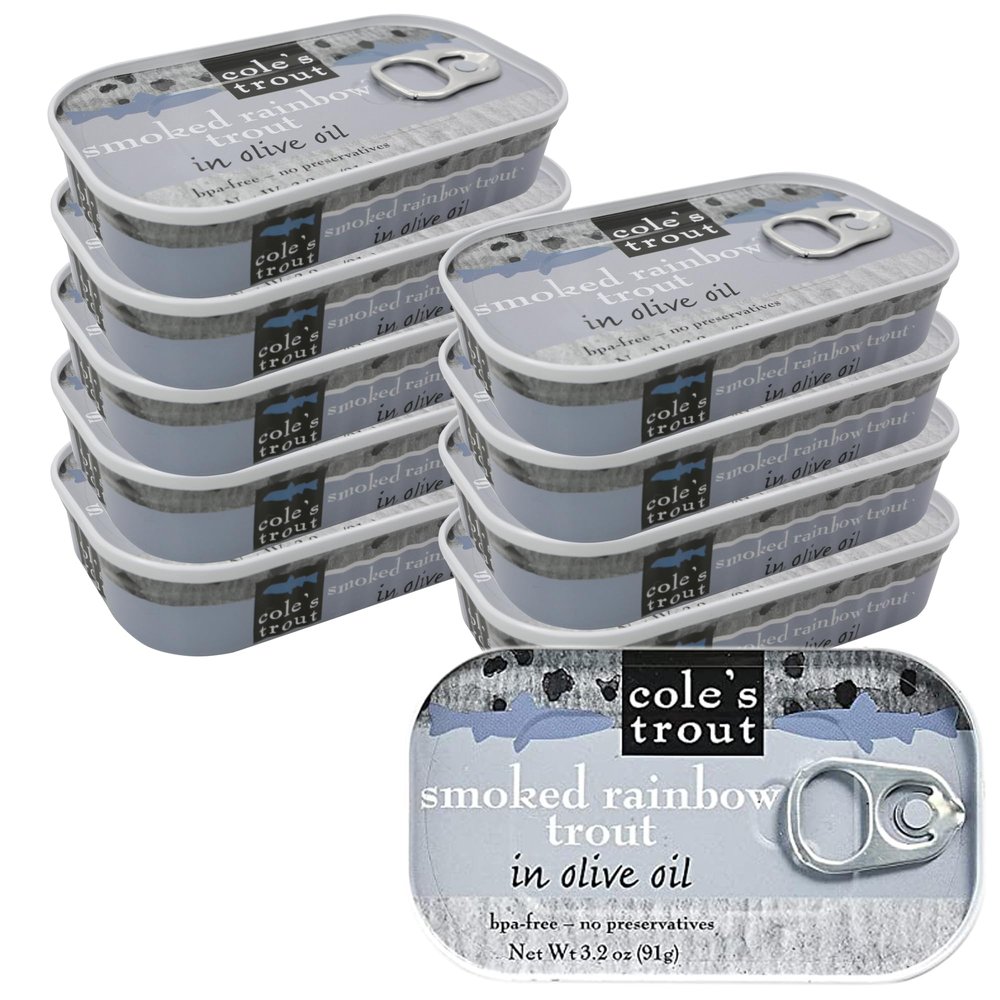COLES - Smoked Trout Fillet with Extra Virgin Olive Oil | 3.2oz Hand-Packed Canned Fish | High in Protein & Vitamin D | Preservative Free | Pack of 10