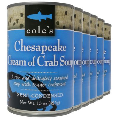 Coles - Pack of 6 Chesapeake Cream of Crab Soup - Premium Canned Fresh Crab Meat & Nutritious Semi Condensed and Gluten-free Bisque  15 oz Per Container