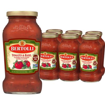 Bertolli Pasta Sauce with Tomato and Basil, Spaghetti Tomato Sauce, 24 oz (Pack of 6)