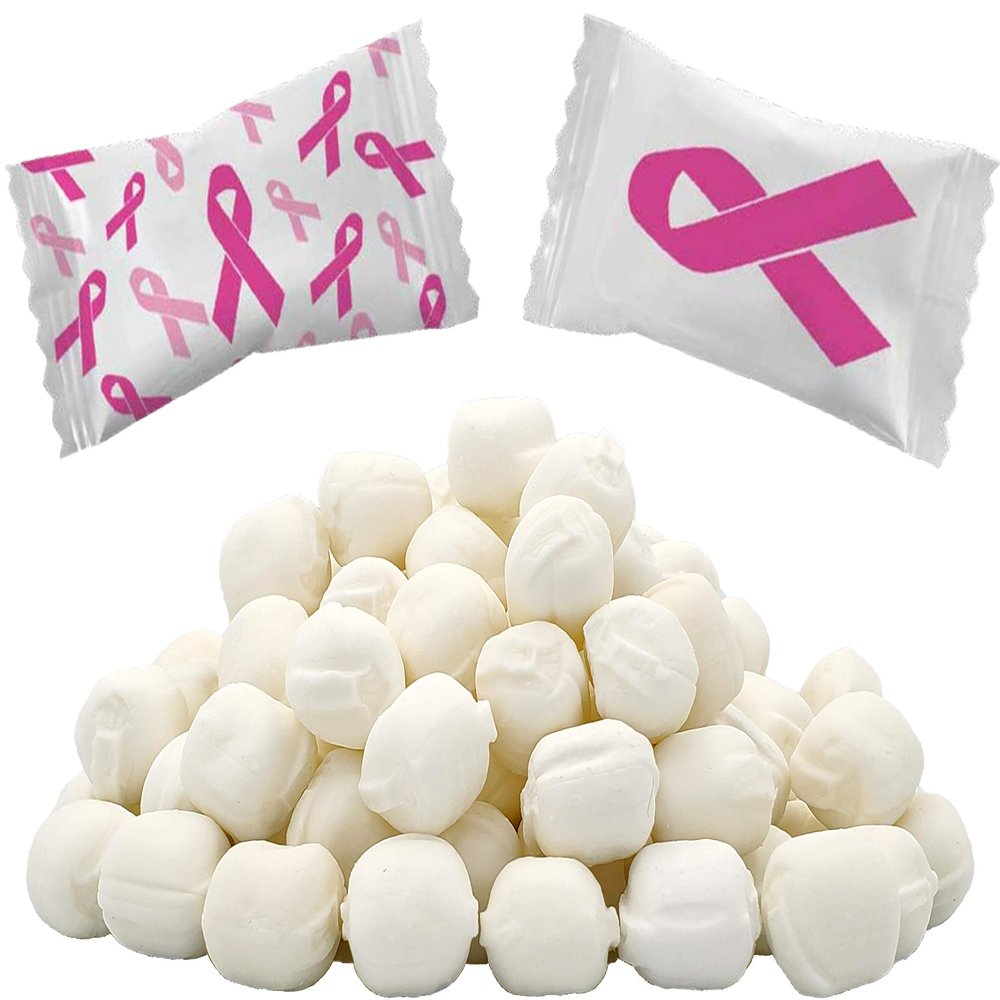 Fruidles Pink Ribbon Buttermints, Breast Cancer Awareness, Mint Candies, After Dinner Mints, Fat-Free, Kosher Certified, Individually Wrapped (110 Pieces)