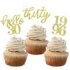 24 Pcs Gold Glitter 30th Birthday Cupcake Toppers for 30th Anniversary Birthday Party Wedding Party Decorations view 1