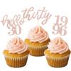 24 Pcs Rose Gold Glitter 30th Birthday Cupcake Toppers for 30th Anniversary Birthday Party Wedding Party Decorations view 1